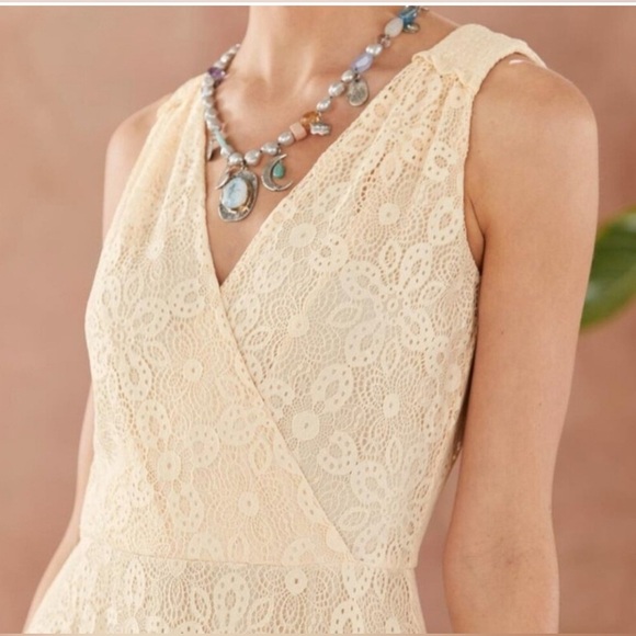 NWT SUNDANCE Champs De Fleur Dress Ivory Cream Lace Ruffle Midi Size Large - Picture 4 of 14